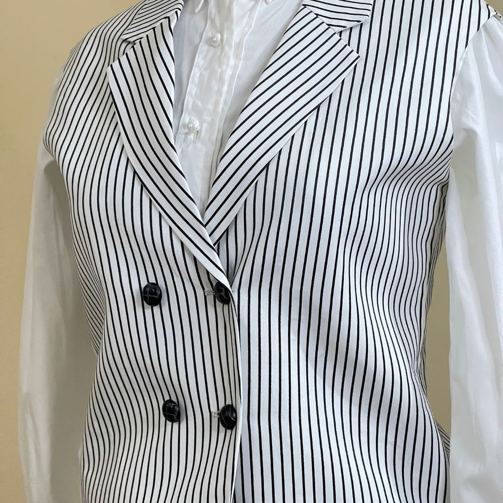 Monochrome Pinstripe Waistcoat & Maxi Skirt Co-ord Set – DEEBA'S