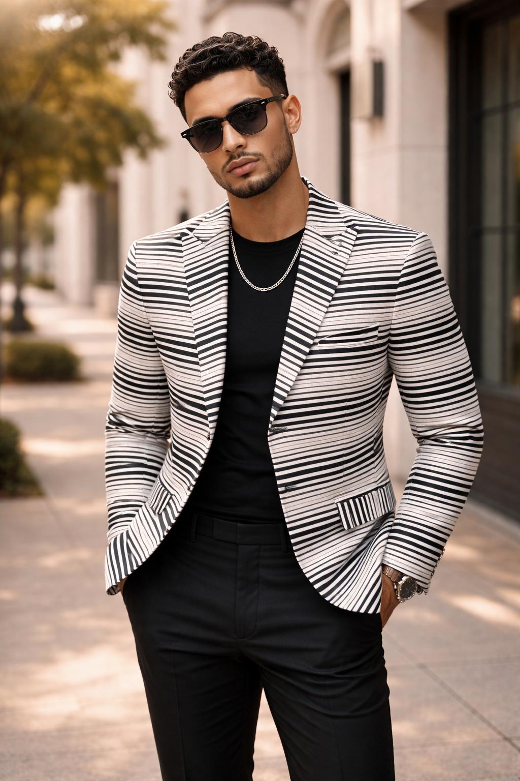 Monochrome Stripe Blazer