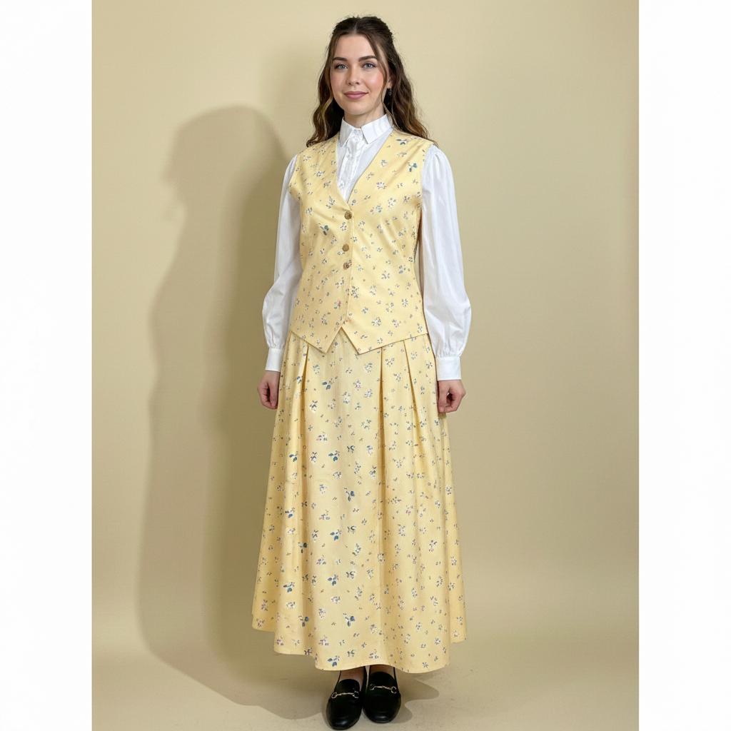 Yellow Floral Vest & Skirt Co-ord Set